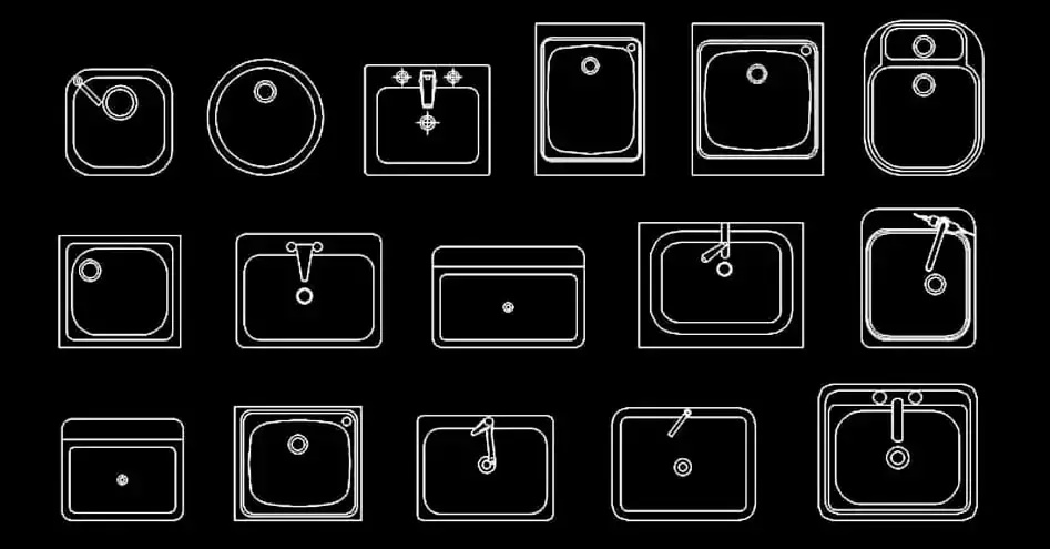 Télécharger des blocs gratuits d’éviers simples de cuisine en plan DWG