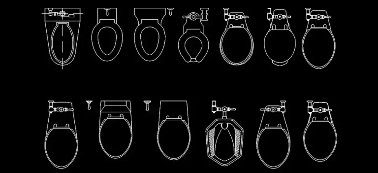 Télécharger des blocs gratuits de toilettes avec fluxomètre en plan DWG
